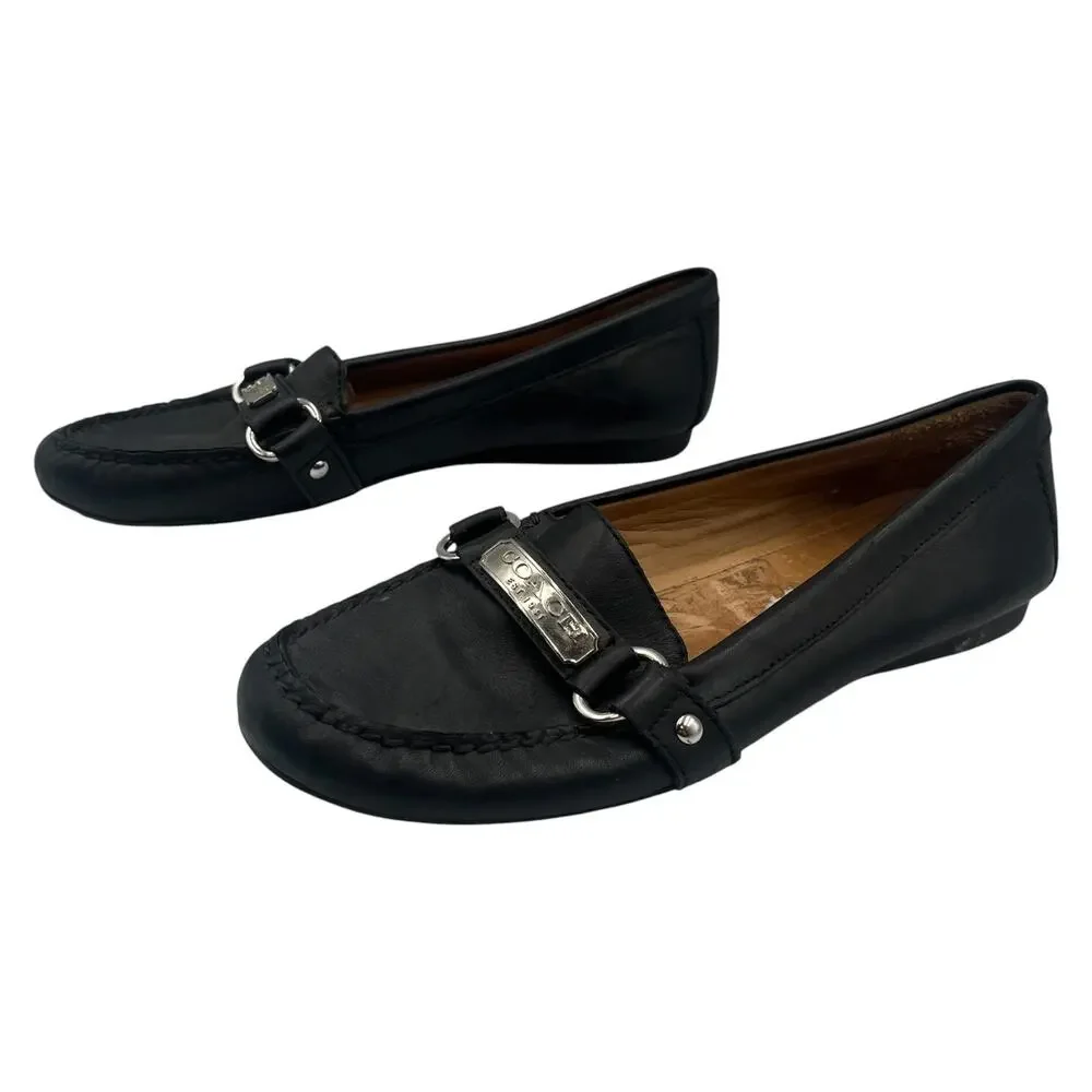 Coach Felisha Leather Flats Loafers Black Size 7.5B